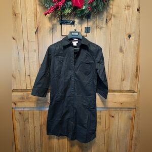 Vintage She's Cool Black Long Tunic Shirt With Pockets